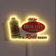 Charger l&#39;image dans la galerie, Neon illuminated LED iron city beer bar pub decor signage