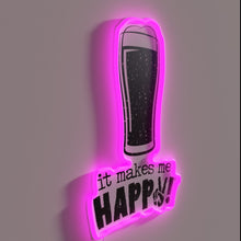 Charger l&#39;image dans la galerie, Vintage Neon Sign with Color-Changing &#39;It Makes Me Happy&#39; Text