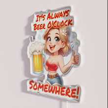 Charger l&#39;image dans la galerie, Vibrant &#39;It&#39;s Always Beer O&#39;Clock Somewhere&#39; Neon Sign with RGB Lighting