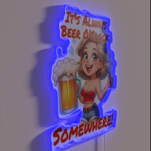 Charger l&#39;image dans la galerie, Colorful &#39;It&#39;s Always Beer O&#39;Clock Somewhere&#39; neon bar sign decoration humor.