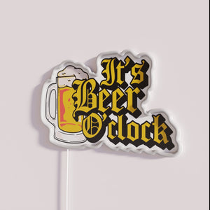 Vibrant Neon Beer O Clock Sign with Color Changing RGB Display