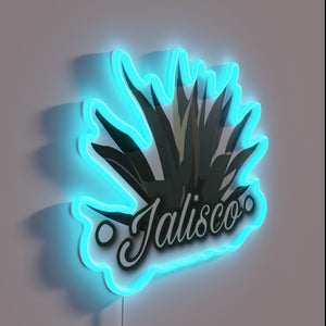 Vintage Mexican inspired Jalisco state map glow in the dark sign.