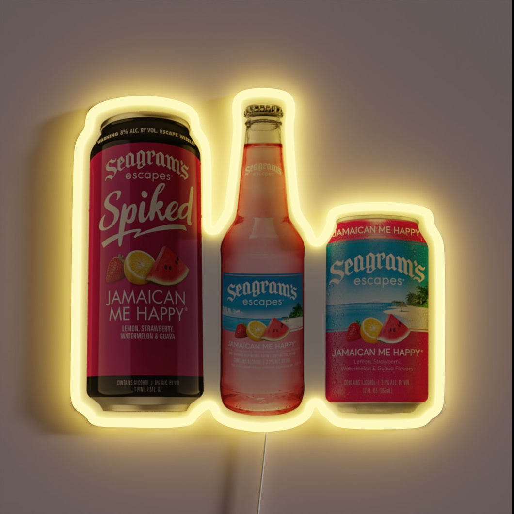 Vibrant Jamaican-themed RGB neon sign with colorful island-inspired decorative lighting.
