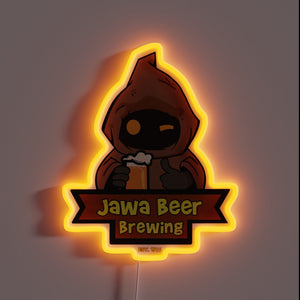 Neon sign by CustomNeon shaped like a cartoon Jawa character holding a beer mug