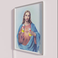 Charger l&#39;image dans la galerie, Vibrant RGB Neon Wall Sign Featuring Jesus and Tennents Lager Cans