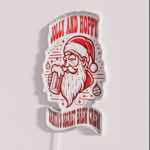 Charger l&#39;image dans la galerie, Brightly glowing neon beer lover&#39;s Christmas party decoration with Santa theme