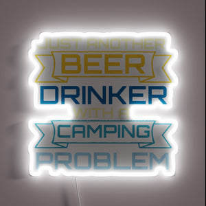 Whimsical neon sign for beer lovers who camp often outdoors.