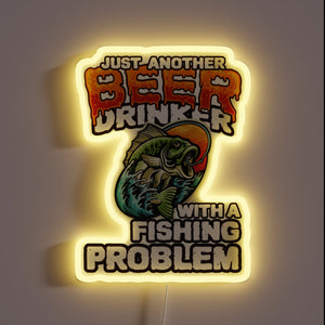 Retro neon sign for beer-loving anglers and their fishing obsession.