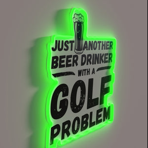 Neon Sign for Beer Lover's Humorous Golf Obsession and Habit