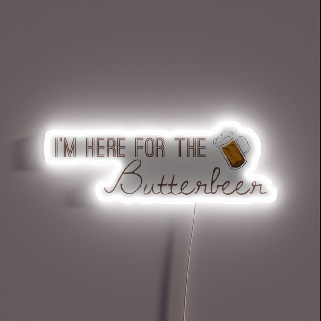 Magical Wizarding World Bar Decor, featuring vibrant BUTTERBEER neon signage.