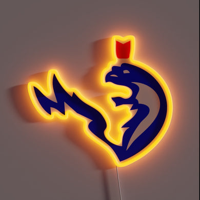 Eye-catching, Vibrant Kaliskaya logo illuminated in radiant RGB neon light.