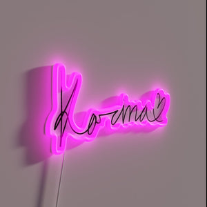 Karina's signature in bold rainbow color LED neon handwriting autograph