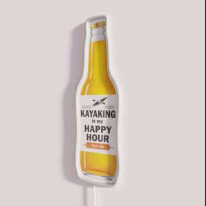 Customizable kayak-themed happy hour decor with colorful RGB neon lighting