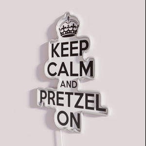 Bright LED keep calm pretzel themed neon wall decor