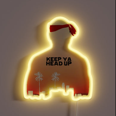 Neon silhouette with red headband and 