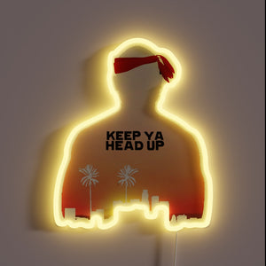 Neon silhouette with red headband and 