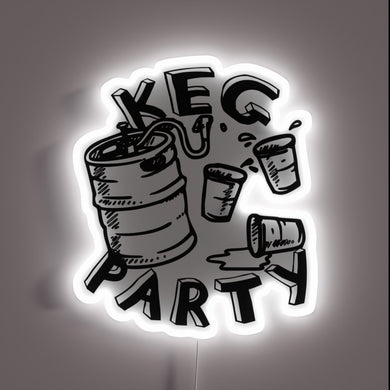 Add vibrant party ambiance with this keg-themed LED lighting decoration.