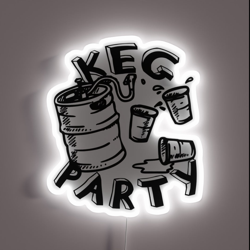 Add vibrant party ambiance with this keg-themed LED lighting decoration.