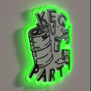 Add vibrant glow to any party with this keg sign.