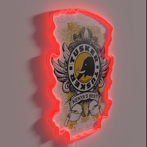 Authentic Kenya Tusker Beer Branding Neon Sign with Vibrant RGB Lighting