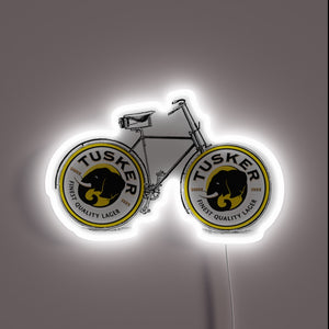 Vibrant Neon Sign of a Tusker Bike in Nairobi Style