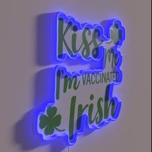 Charger l&#39;image dans la galerie, Fun Irish-themed vaccinated love sign with colorful RGB neon accents.