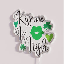 Charger l&#39;image dans la galerie, Irish Heritage Decorative Neon Sign with Whimsical Kiss Me Design