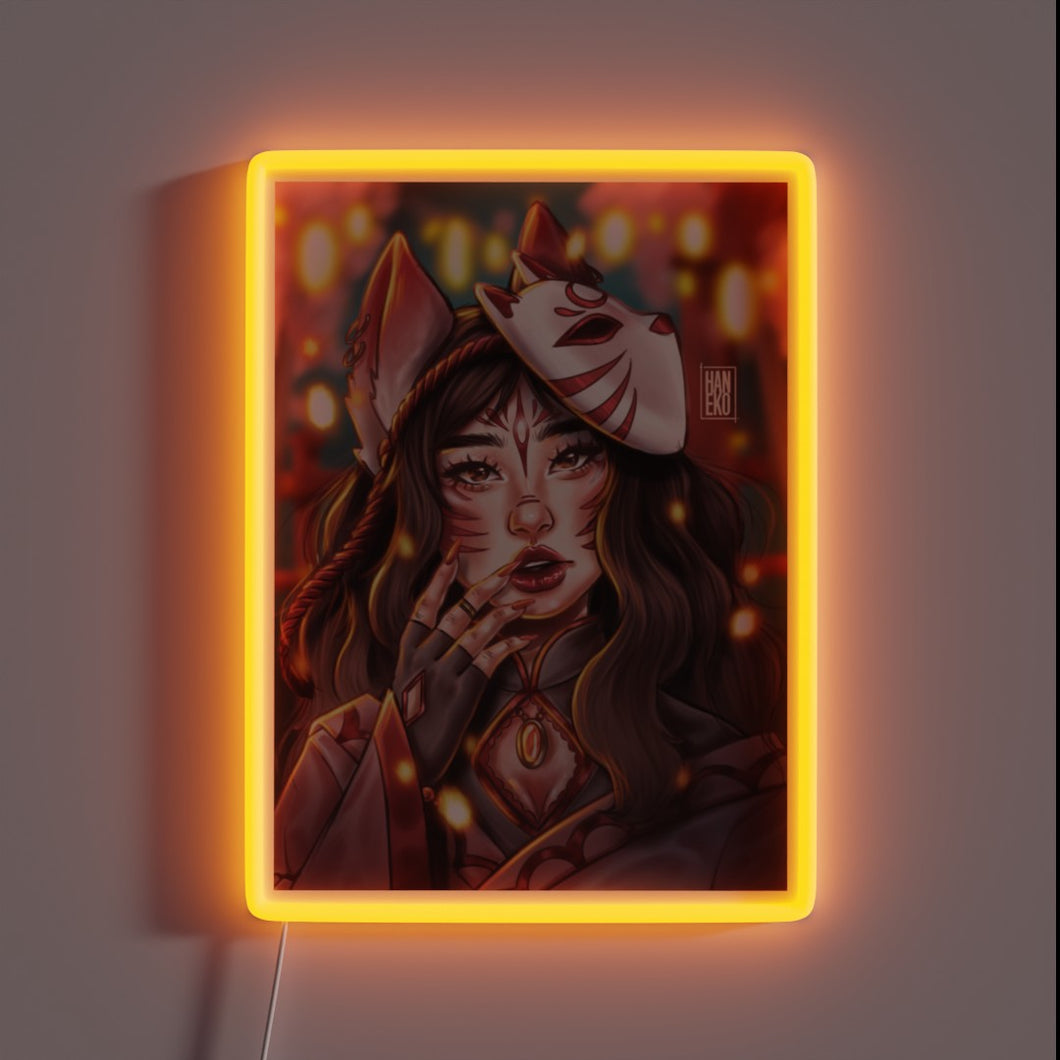 Shine with mystical fox spirit charm in vibrant LED lighting.