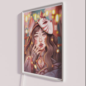 Vibrant Kitsune Fox Spirit RGB Neon Sign Wall Decor Artwork