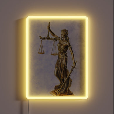 Symbol of Fairness Illuminated with Vibrant Rainbow LED Lighting Effects