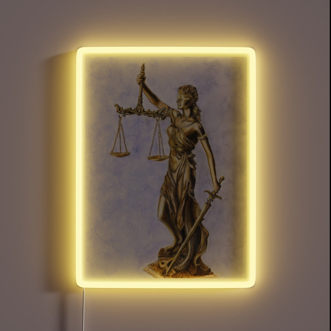 Symbol of Fairness Illuminated with Vibrant Rainbow LED Lighting Effects