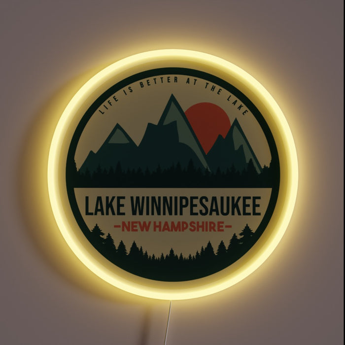Shine bright with vibrant Lake Winnipesaukee NH inspired LED neon sign