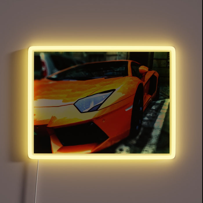 Customizable RGB neon lighting kit for Lamborghini Aventador enthusiasts inside.