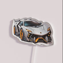 Charger l&#39;image dans la galerie, Neon Lamborghini inspired concept car decoration with colorful RGB lighting.