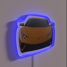 Charger l&#39;image dans la galerie, Elegant Lamborghini car logo in vibrant RGB neon illumination