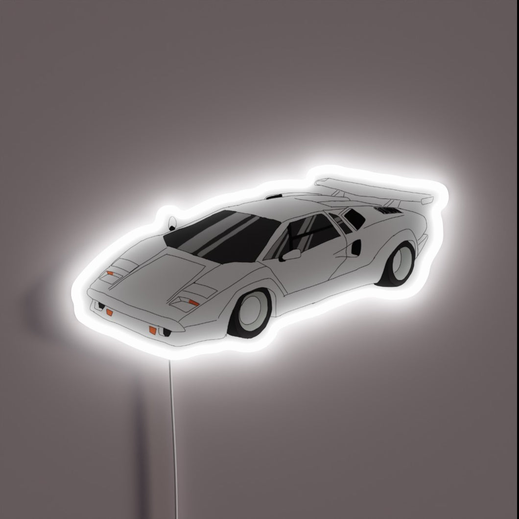 Iconic Italian supercar style in vibrant RGB neon lighting.