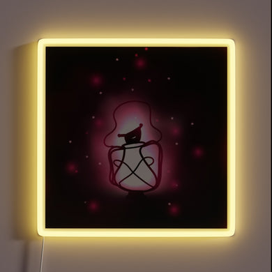 Luminous LED Sign featuring colorful firefly glow in pink hue.