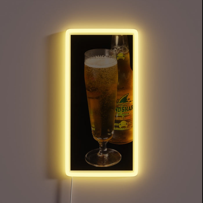 Vibrant RGB Neon Sign Featuring a Colorful Landshark Beer Logo