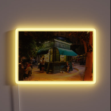 Neon Evening Sign with Vibrant RGB Colorful Glow Display