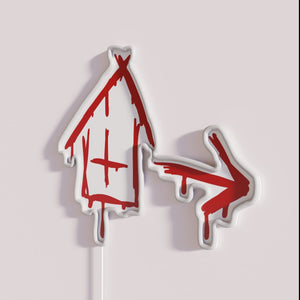Vibrant LED neon safehouse decoration inspired by L4D survival horror.