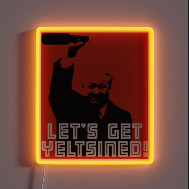 Retro-inspired neon sign with bold RGB LED Yeltsin-era glow