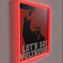Charger l&#39;image dans la galerie, Vintage-style &#39;Let&#39;s Get Yeltsined&#39; neon sign with bold RGB lighting.