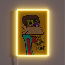 Charger l&#39;image dans la galerie, Colorful LED neon sign with &#39;Let The Music Play&#39; design.