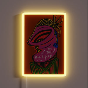 Let the music play in vibrant colorful neon style