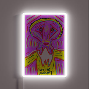Vibrant RGB Neon Sign with Let the Music Play Message