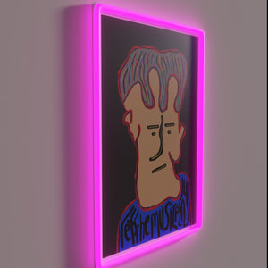 Add vibrant ambiance with 'Let The Music Play' neon decor.