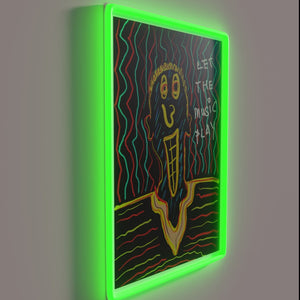 Colorful Let The Music Play Neon Sign Wall Decor Accents