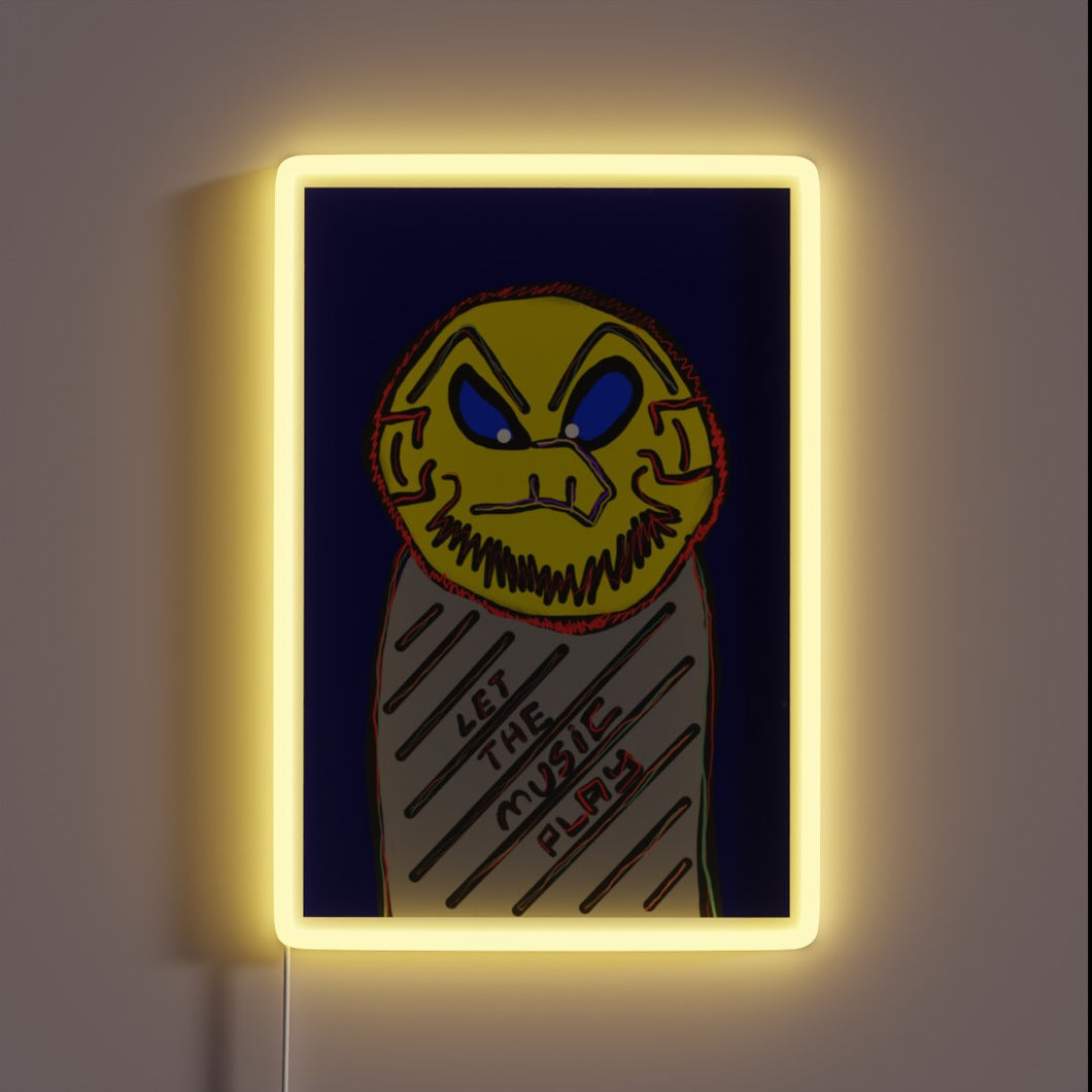 Vibrant RGB LED neon sign with a musical note design