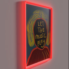 Charger l&#39;image dans la galerie, Neon music wall decor with colorful LED light installation glowing.