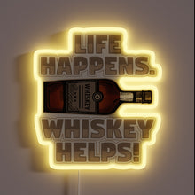 Charger l&#39;image dans la galerie, Whimsical neon bar decor with humorous whiskey drinking sentiment.